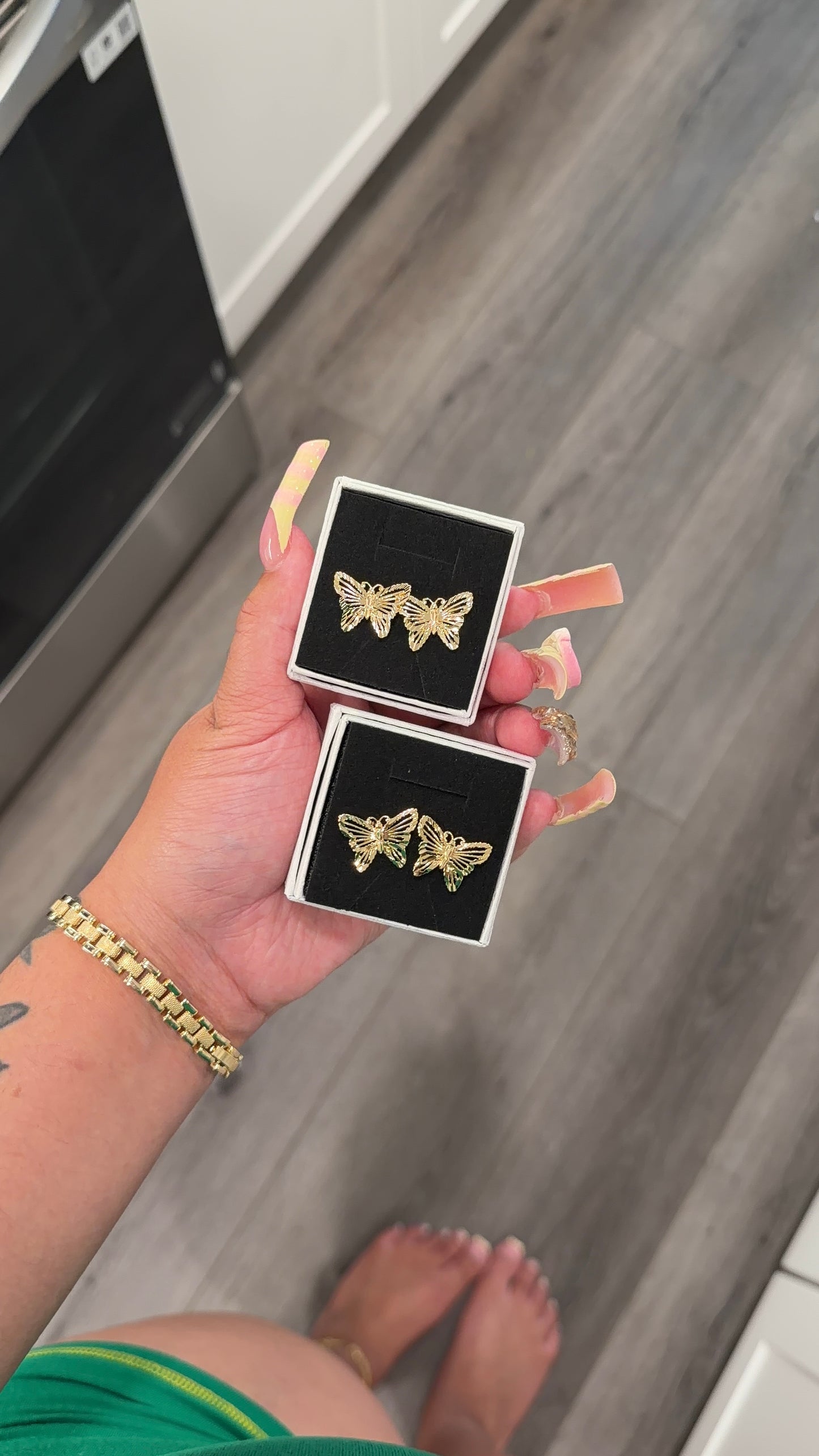 Gold butterfly studs