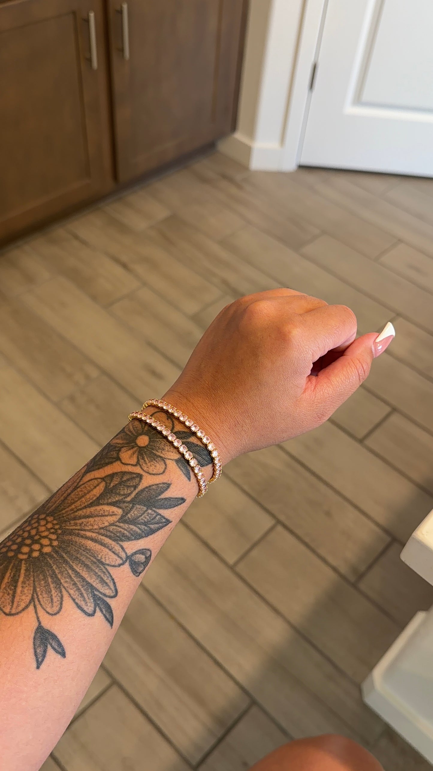 Pink tennis bracelet