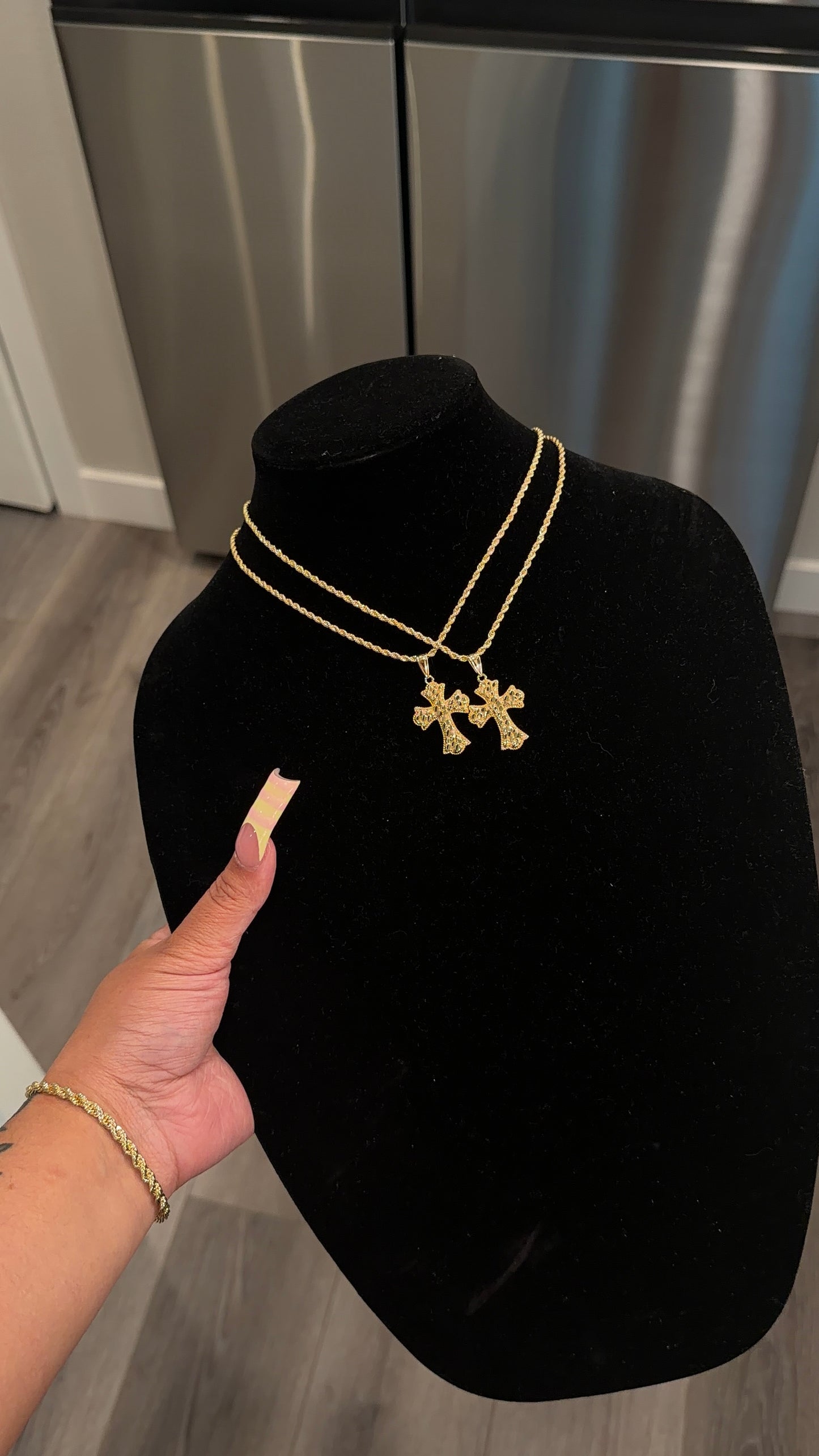 Chunky nugget cross necklace