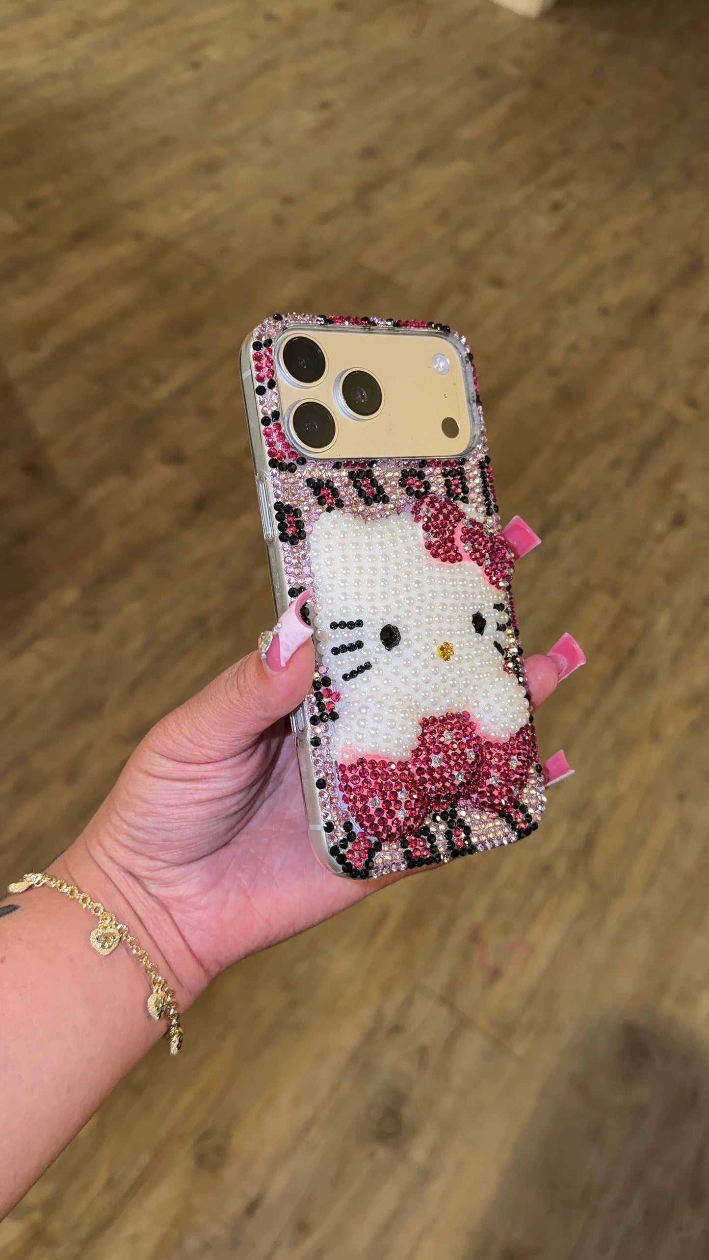 PINK RHINESTONE LEOPARD HK CASE