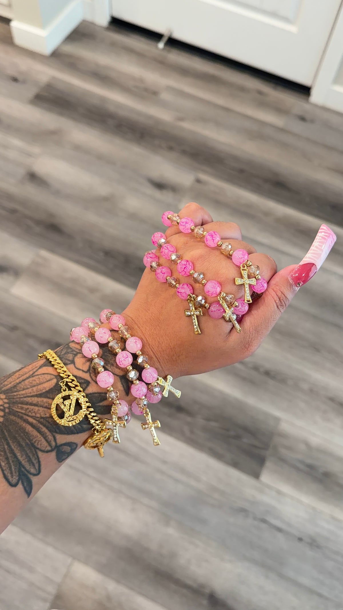 Dangly-Bead Cross Bracelet