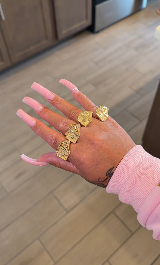 Stacked cards ring
