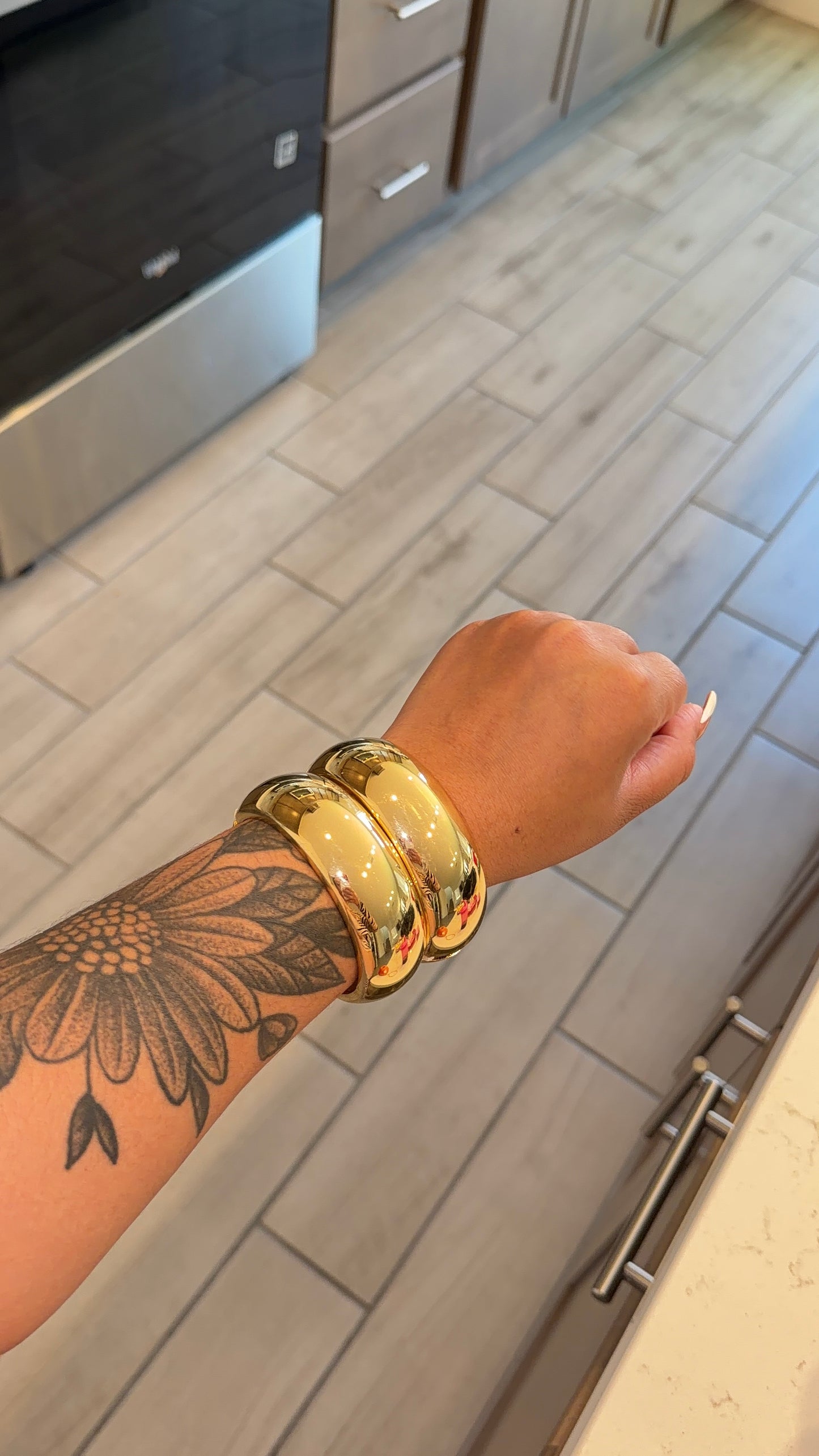 Chunky Gold Bangle Cuff
