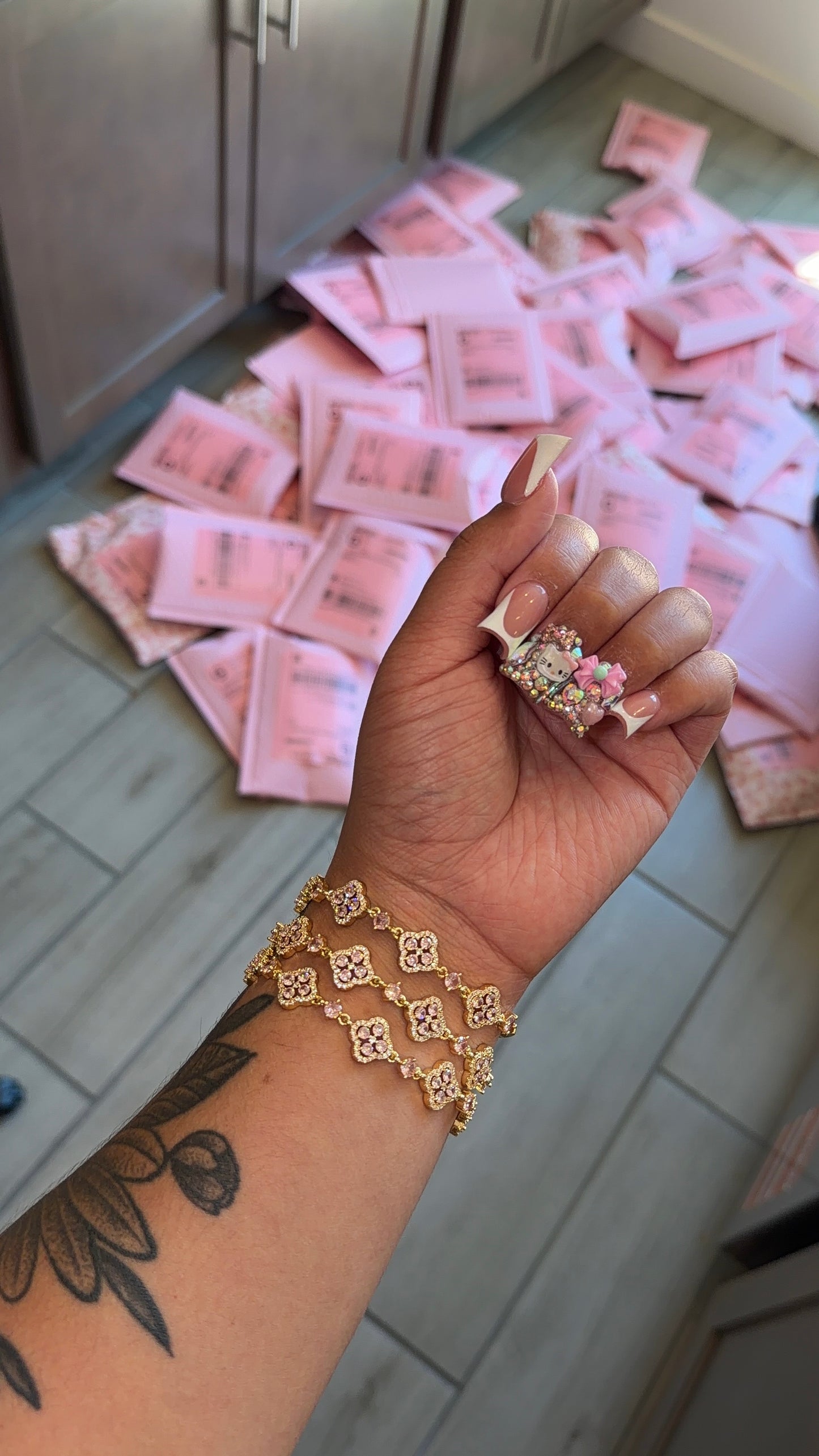 Pink DMND Clover Bracelet