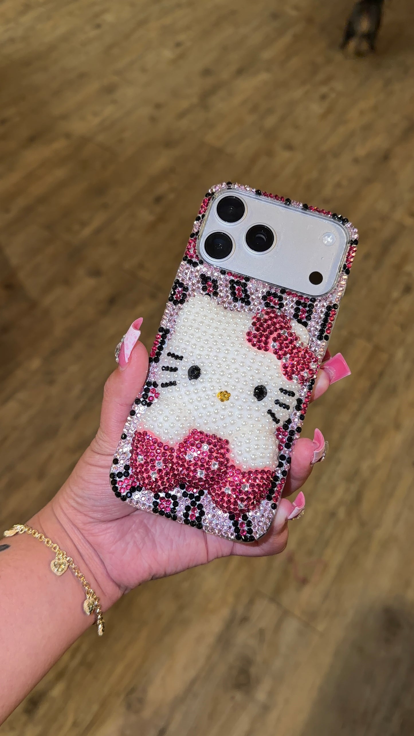 PINK RHINESTONE LEOPARD HK CASE