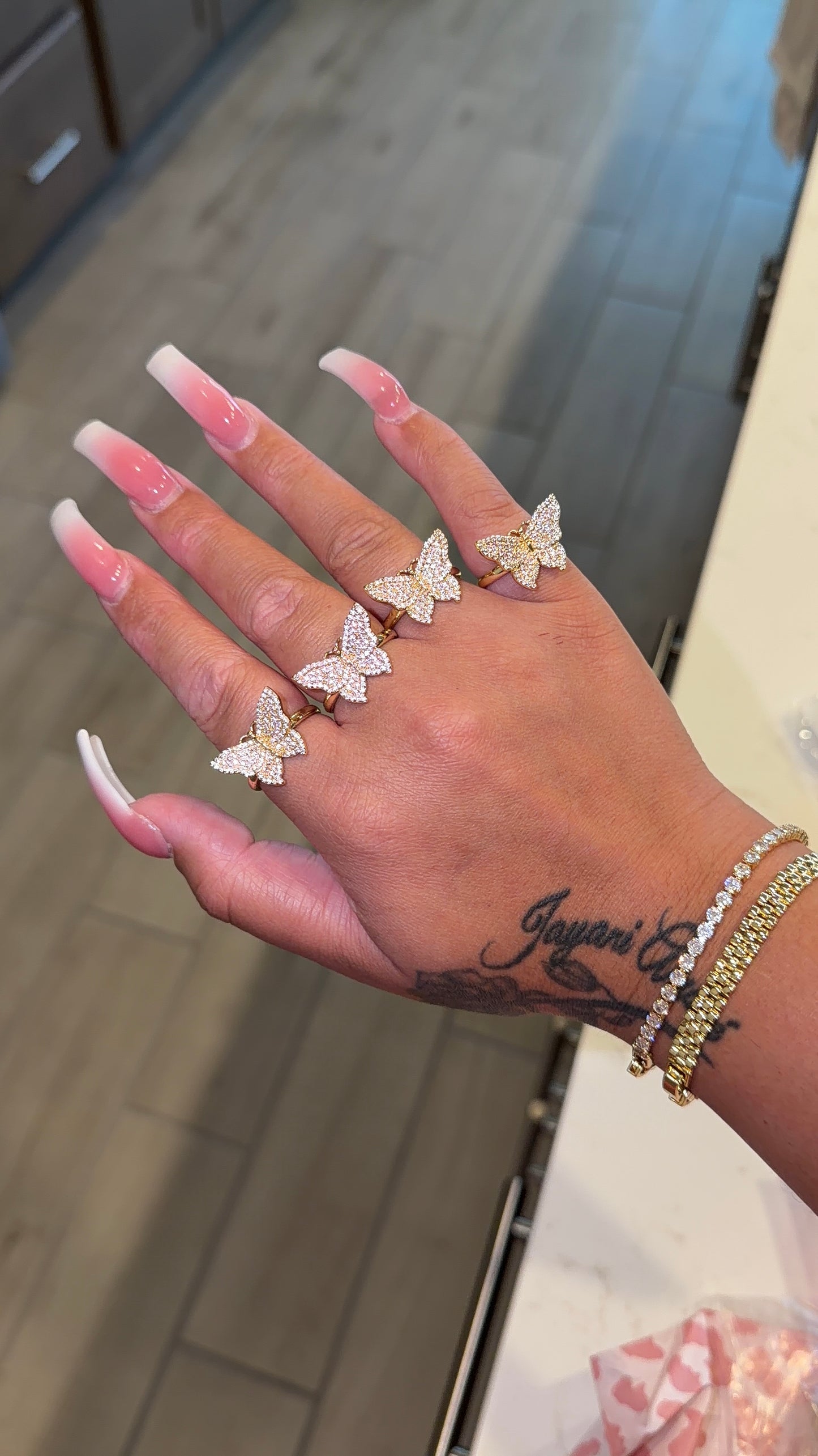 Pink Butterfly Wings Ring