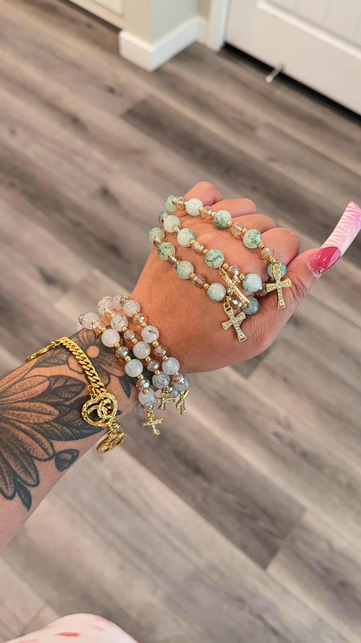 Dangly-Bead Cross Bracelet