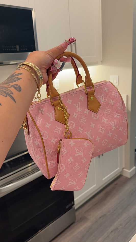 Big pink LV Speedy + cardholder