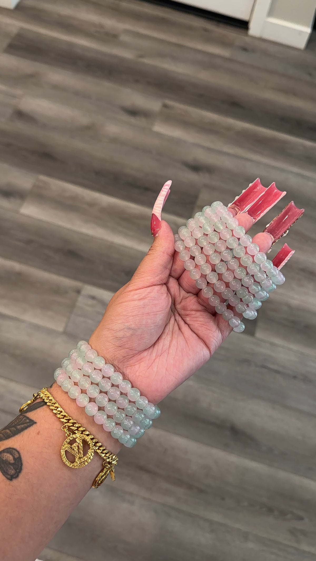 Glass Jade Beaded Bracelet