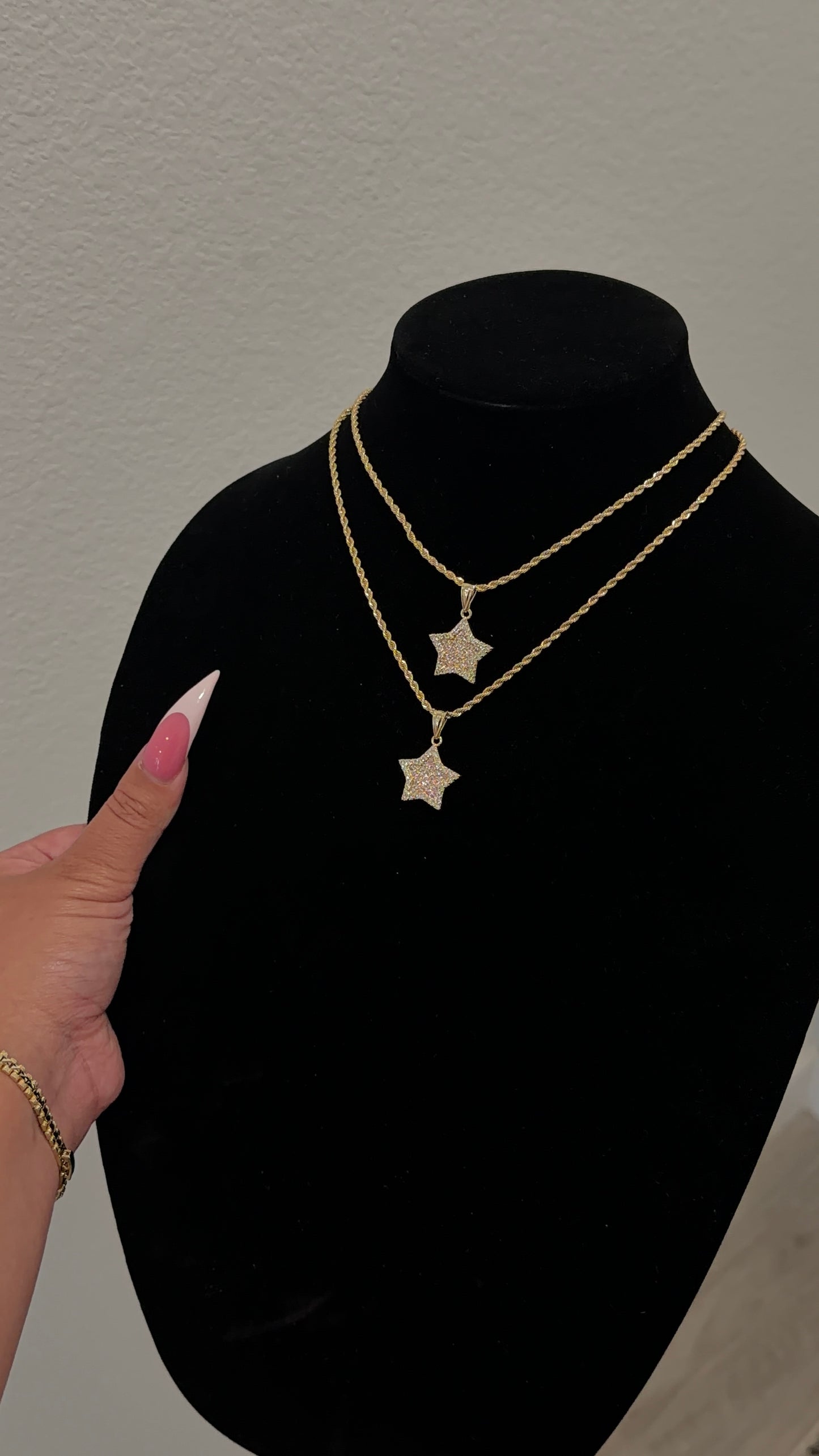Pink star necklace