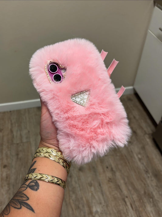 PINK FURRY PRADA CASE