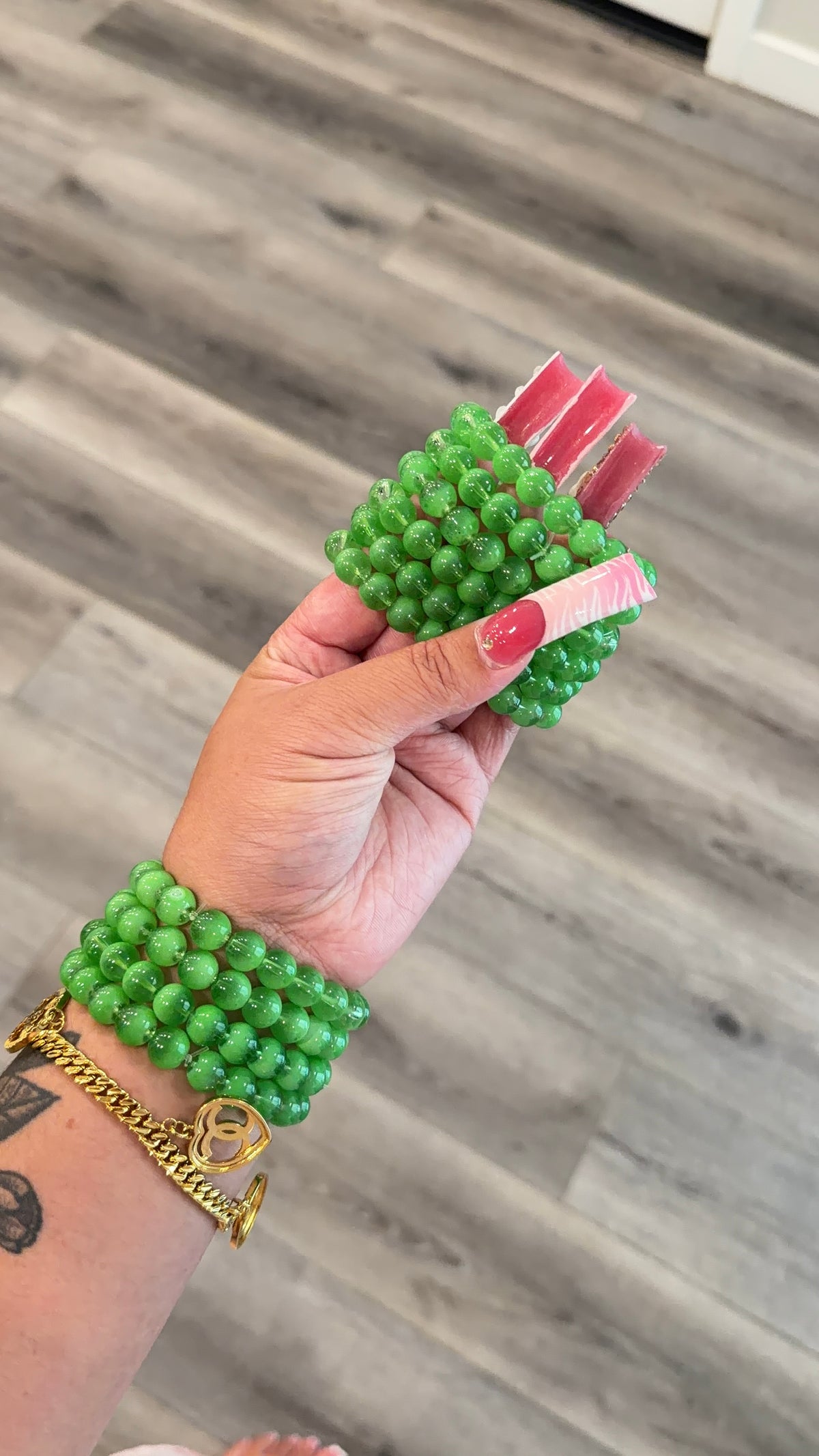 Glass Jade Beaded Bracelet